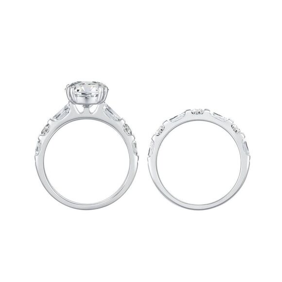 New~DIAMONIQUE 8.68 Baguette & Round Cut Bridal Wedding Ring Set Sz 9 - Picture 7 of 7